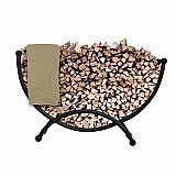 5' All-Weather Outdoor Steel Firewood Storage Rack with Cover