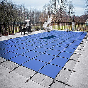 20' X 40' + Center Step Aqualock Deluxe Solid With Drain Rectangular Safety Pool Cover