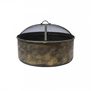 24" All-Weather Outdoor Laguna Steel Cauldron Fire Pit - Black and Bronze
