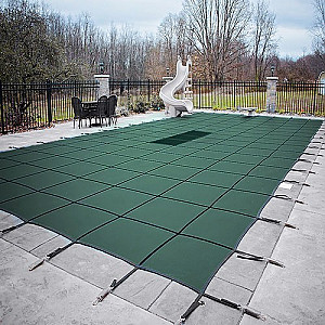 16' X 32' + Center Step Aqualock Deluxe  Solid With Drain Rectangular Safety Pool Cover