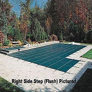 14' x 28' Rectangular Aqualock Mesh Safety Cover With Side Steps