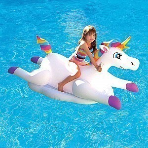 Cloud Rider Rainbow Unicorn Inflatable Ride-On Pool Float